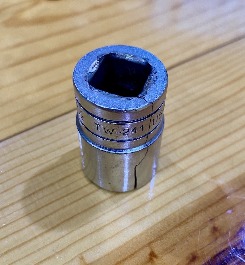 Snap-on Tools 1/2 Drive 3/4″ 6PT Shallow Socket Crack/ Broken TW241 USA