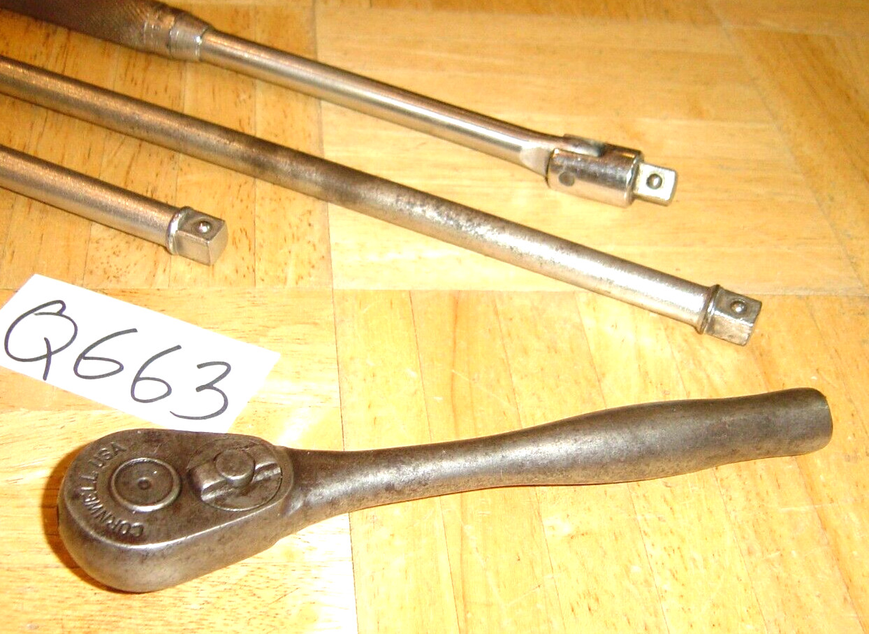 CORNWELL TOOLS 5 PIECE 3/8 DRIVE RATCHET + 3 EXTENSIONS & A 9 INCH BREAKER BAR