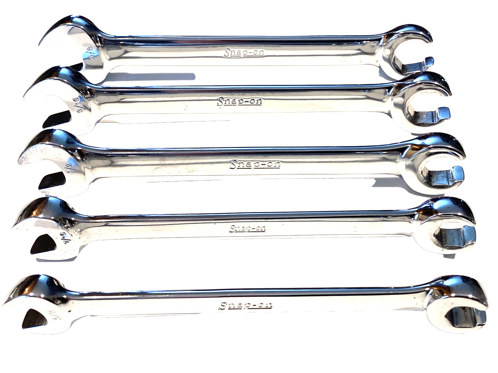 Snap On 5 Piece SAE Flare Nut Open End Combination Wrench Set RXS605 NEAR MINT