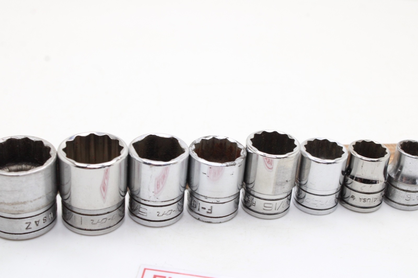 Snap-on F081 – F281 1/4-7/8″ 3/8″ Drive 12 Point 12 Piece SAE Chrome Set USA