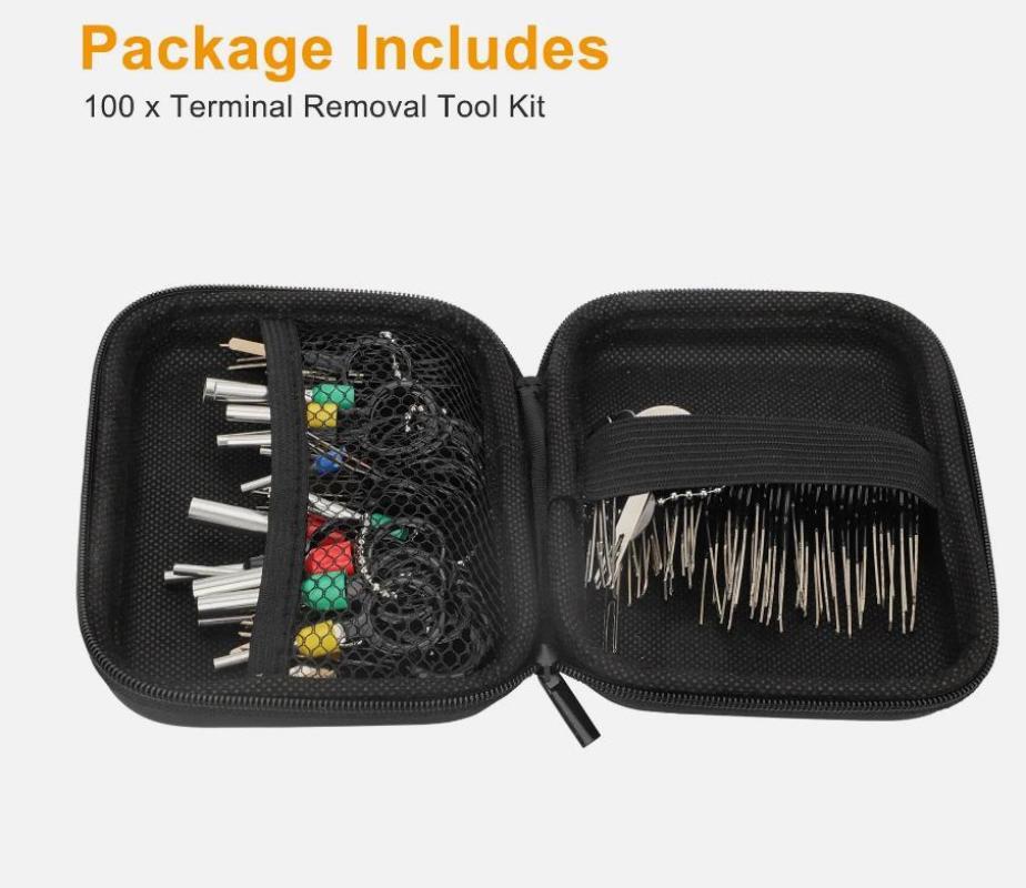 100pcs Pin Ejector Wire Kit Extractor Connector Puller Car Terminal Removal Tool