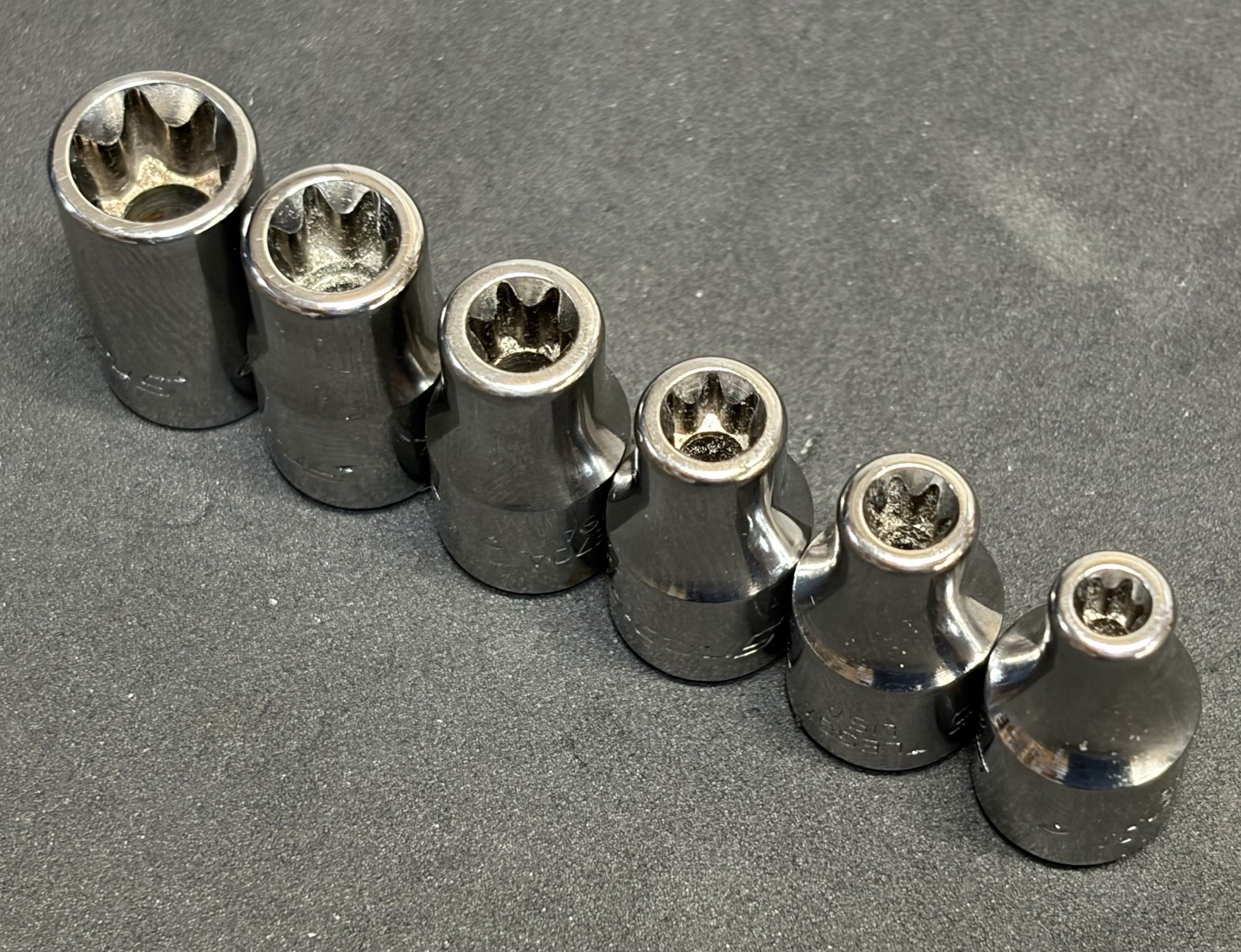 NICE! Snap-on Tools 6pc 1/4” Dr Chrome Inverted Torx Socket Set E4-E10 Sockets