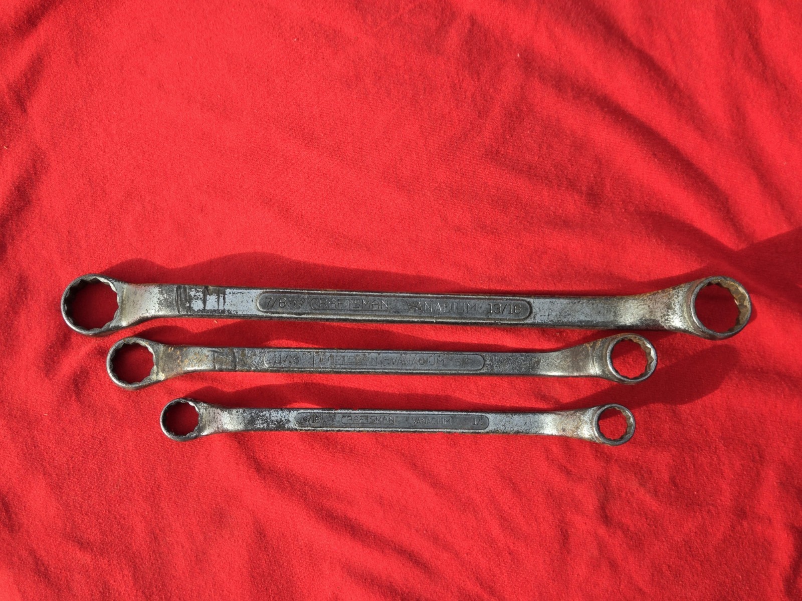 Vintage 1930’s Craftsman 3pc SAE Offset Box End Wrenches CI Made in USA