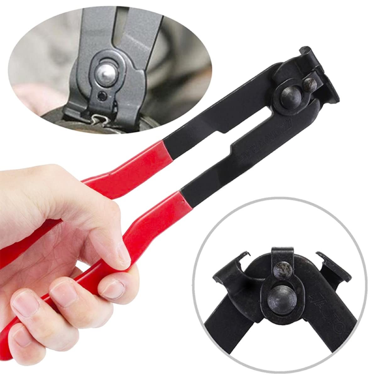 10pcs CV Boot Clamps Pliers Kit, Ear Tie Black, Red, Silver