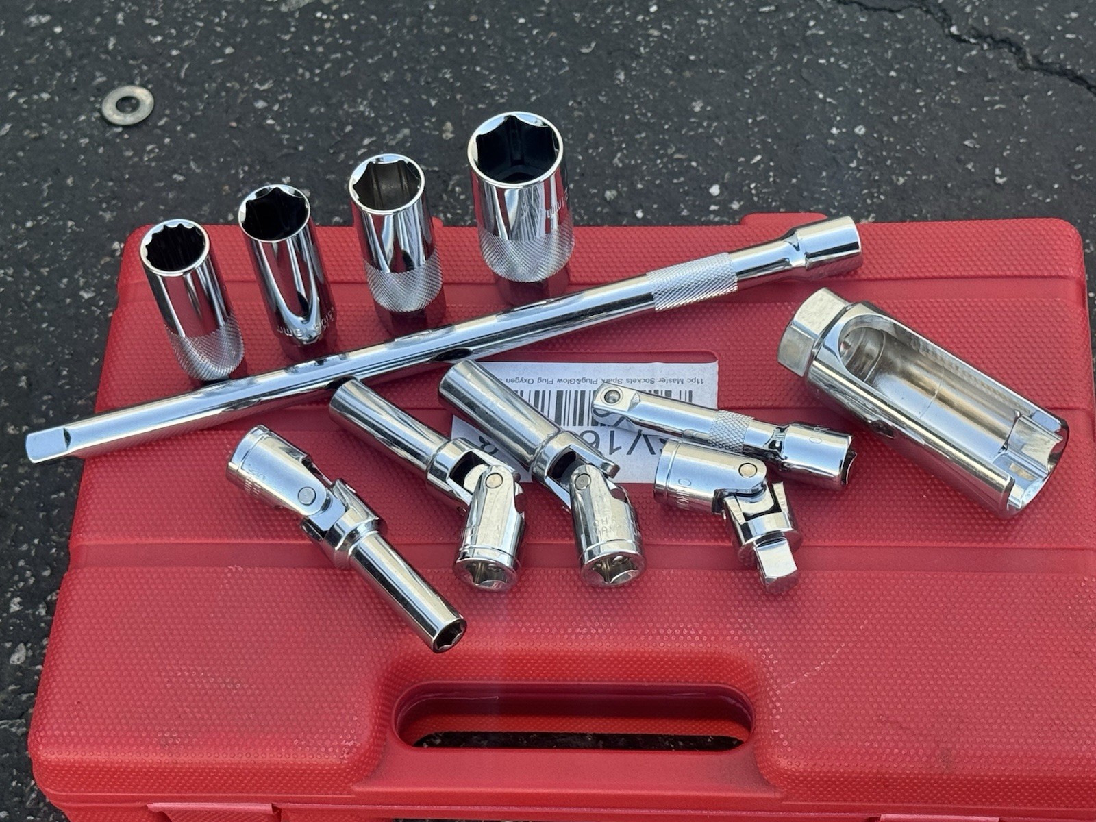 11pc Master Auto Service Tool Set Sockets 4 Spark Plug & Glow Plug Oxygen Sensor