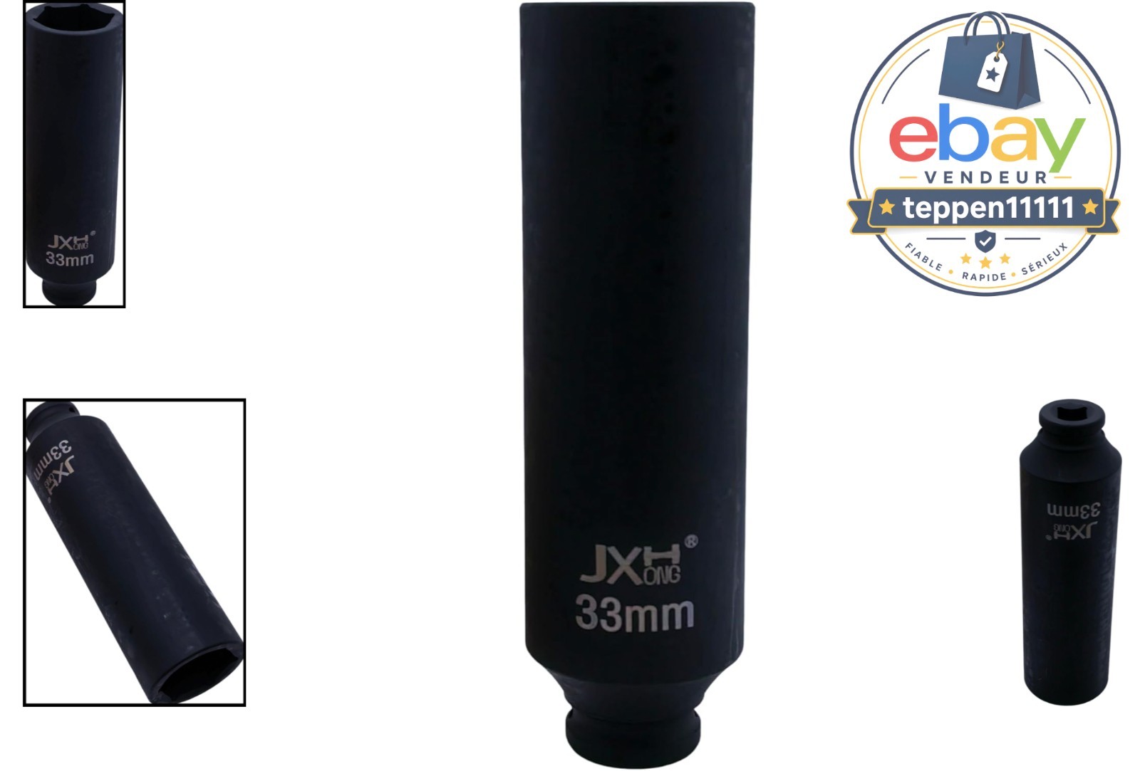 1/2-Inch Drive Extra Deep Impact Socket 33mm 6-Point 6.3-Inch Long
