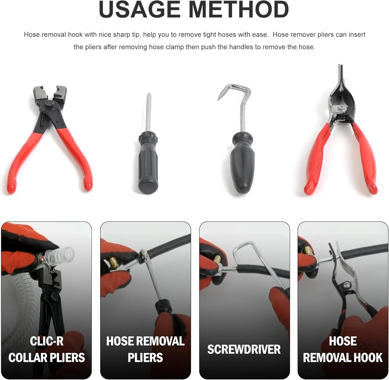 9Pc Hose Clamp Clip Remover Pliers Wire Long Reach Kit Fuel Oil Water Hose Tool