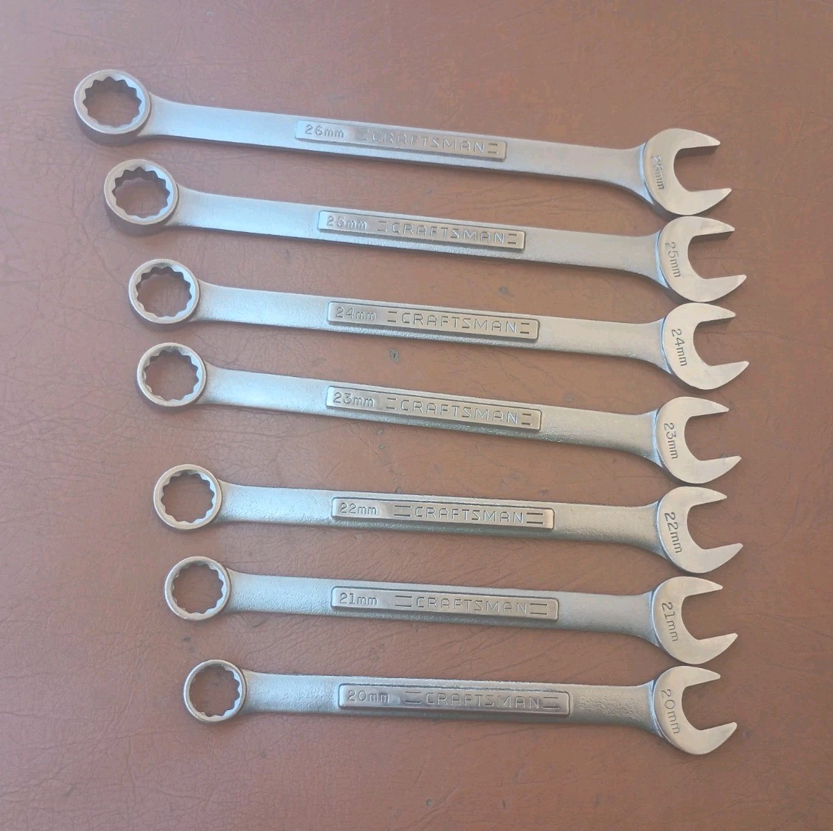 Craftsman USA 7pc -VA- 20mm to 26mm Large Metric (Rare) Combination Wrench Set