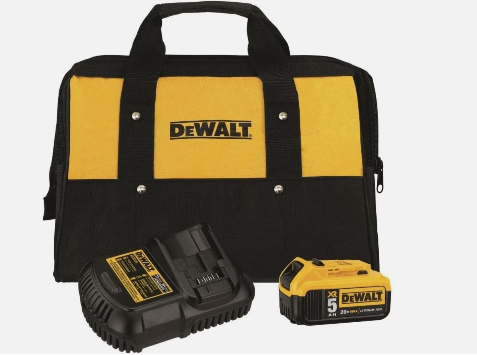DEWALT DCB205CK 20V MAX 5 Ah Lithium Ion Battery and Charger Kit with Bag
