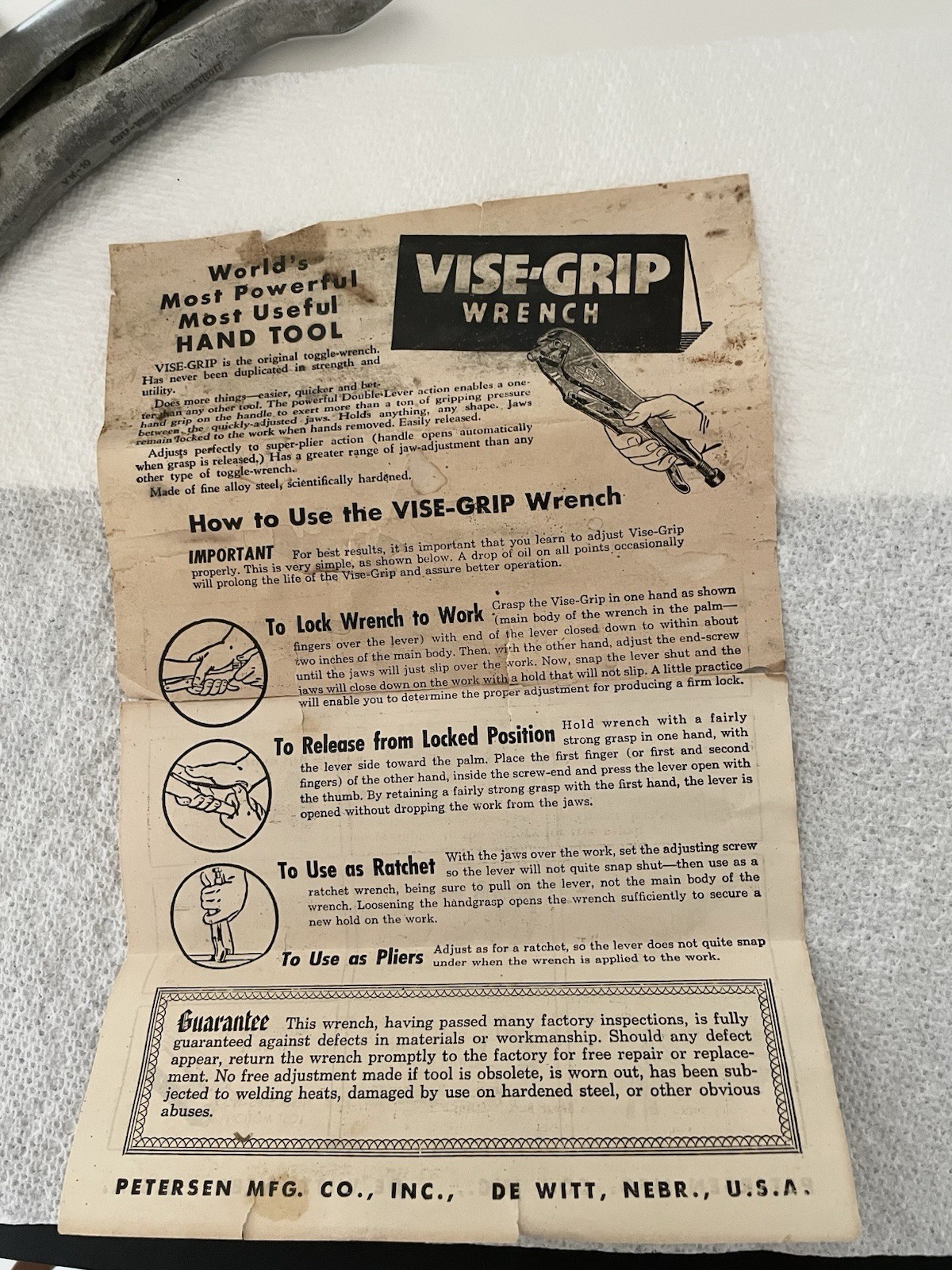 Vintage KNU-VISE USA VW-10 Locking 9 In Vise Grip Pliers VW10 Knu Vise
