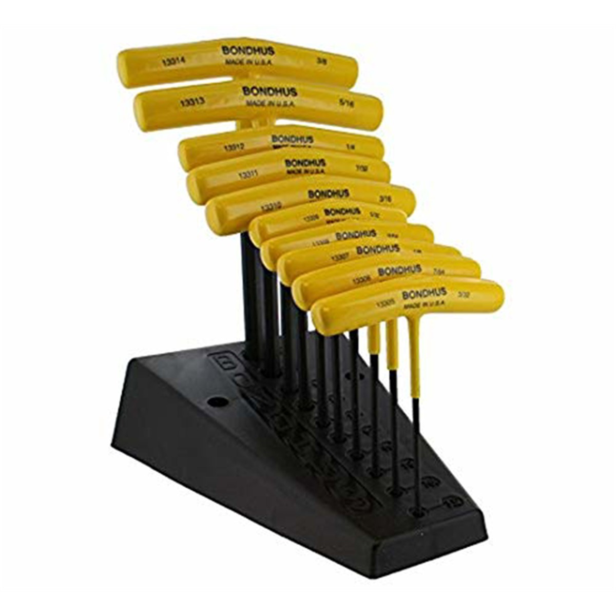 Bondhus 13390 10 Piece Graduated Inch Hex T-Handle Wrench Set with Stand