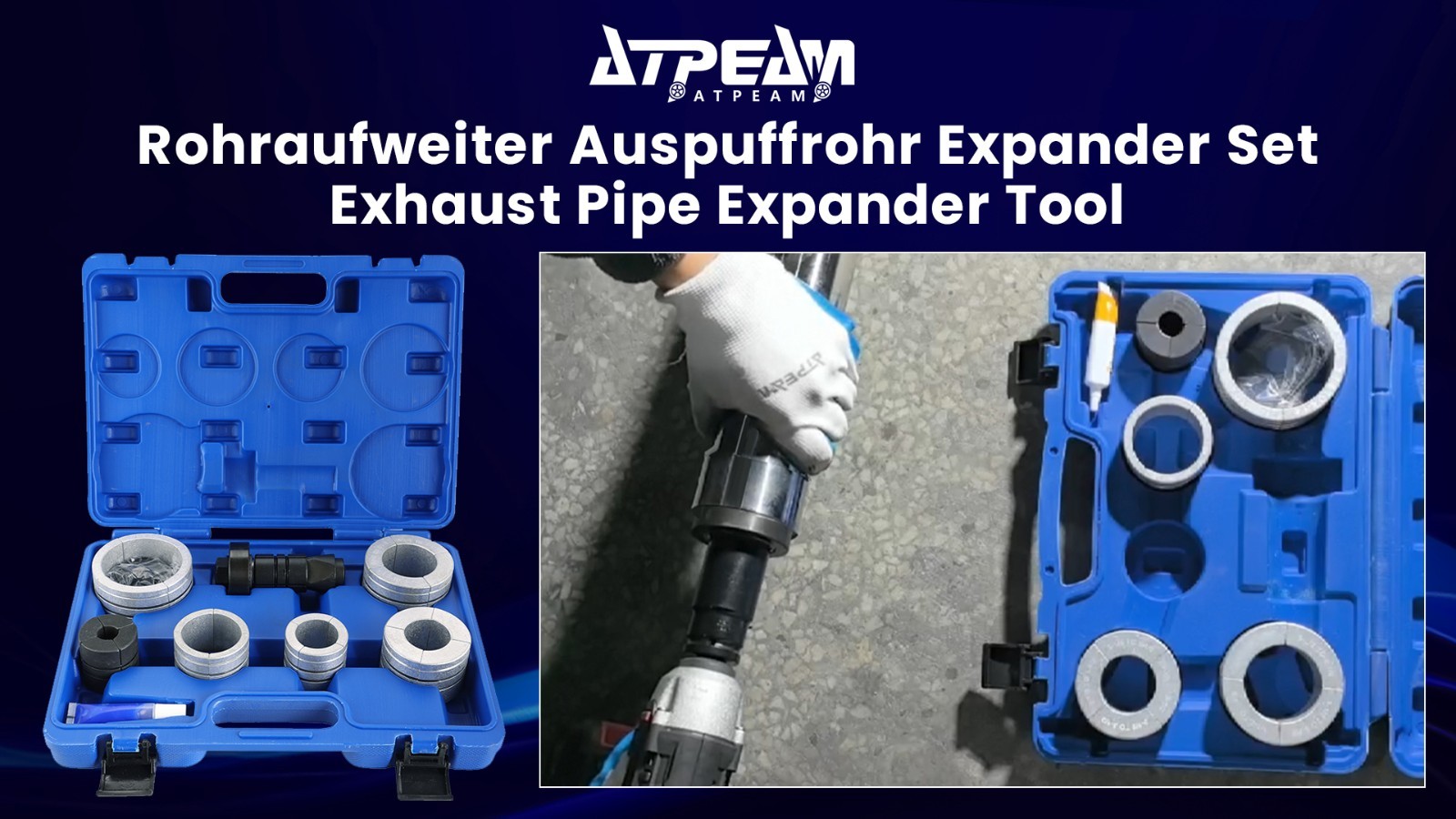 Exhaust Pipe Expander Tool Set – 28mm Muffler Spreader for 1-5/8″ to 4-1/4″ Tail