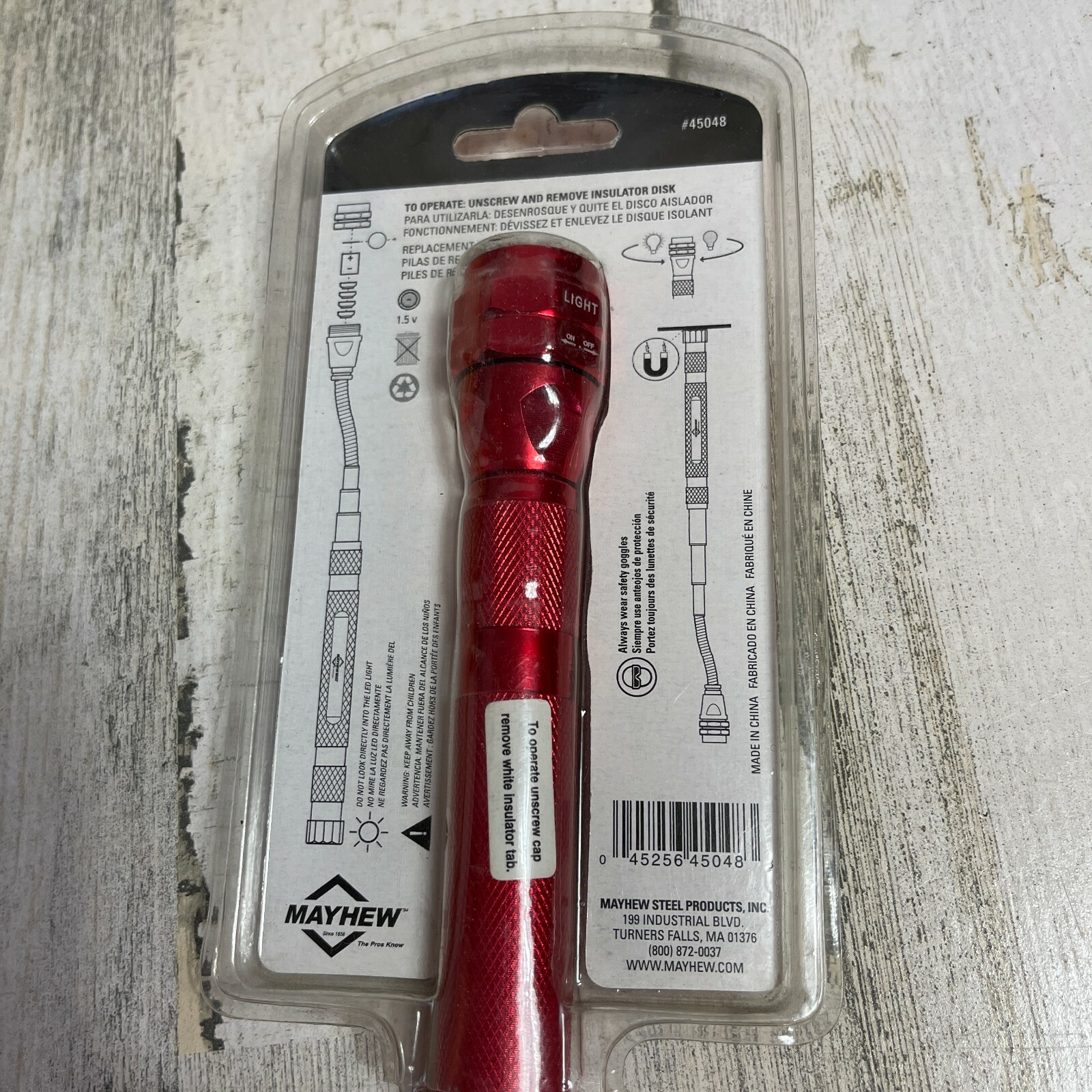 Mayhew Tool 45048 Flexible Lighted Pick-Up Tool Stick-up Magnetic Flashlight Red