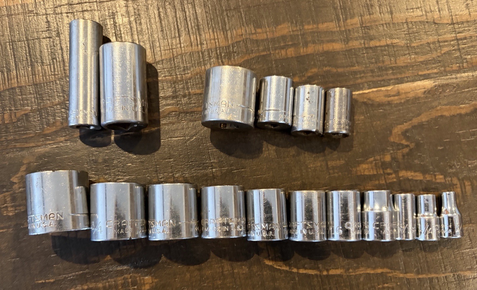 CRAFTSMAN Lot G Series SAE 17 Pieces Made in USA Socket
