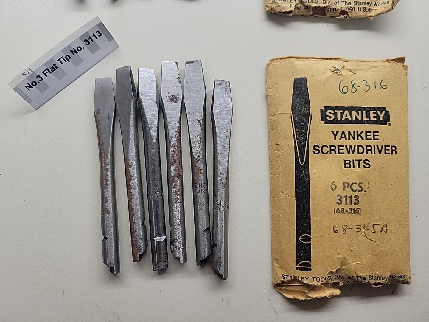 18 Stanley Yankee Flat Tip Bits #1 2 & 3, 3111 3112 3113 31 131 131A 68-131 USA