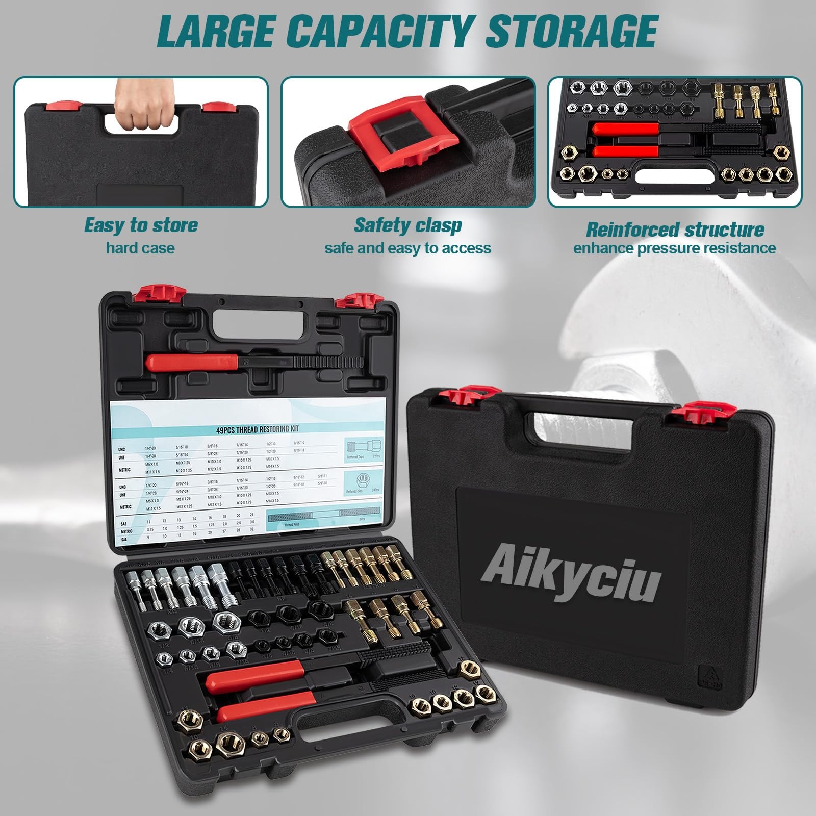 Aikyciu 49-Piece Thread Chaser Set, UNC UNF & Metric & SAE