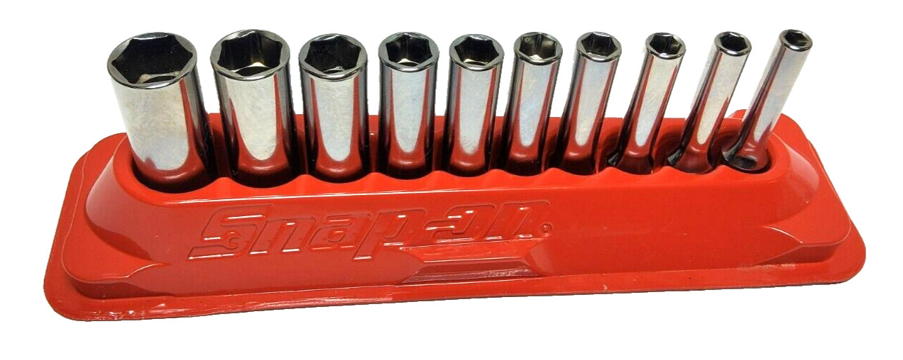 New Snap-on 1/4″ drive 3/16″ to 9/16 10-pc 6-point Deep SAE Socket Set 110STMY