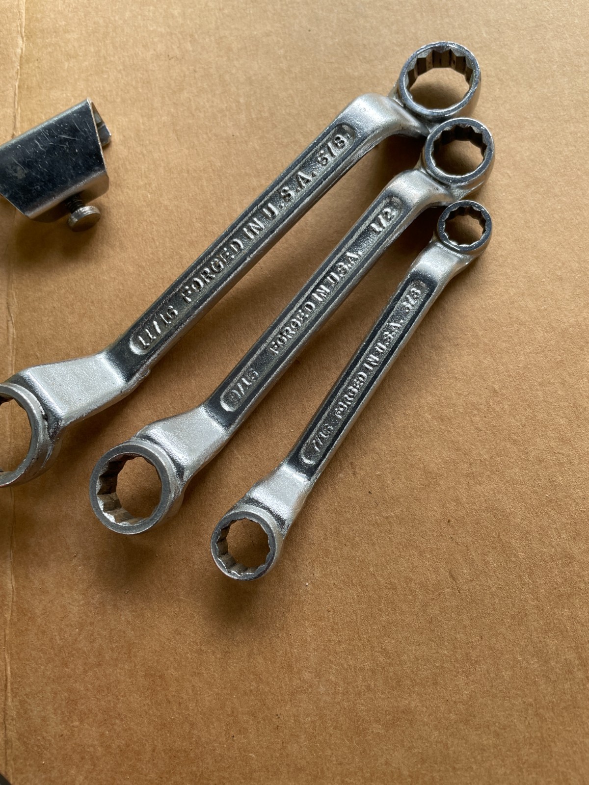 3 VTG SEARS Offset Double Box End Wrench Set 1/2 3/8 5/8 7/8 9/16 7/16 1/16 lock