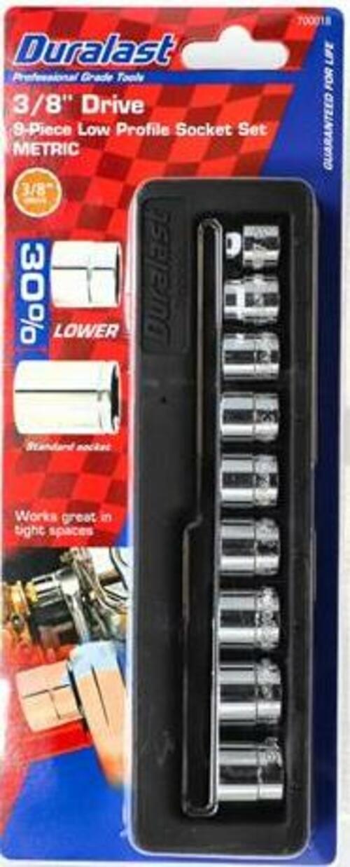 Duralast 9pc 3/8″ DRIVE LOW PROFILE SOCKET SET 8-18mm 700018