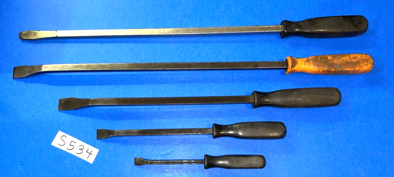 SNAP-ON TOOLS 5 PIECE OLDER PRYBARS & LARGE SCREWDRIVER