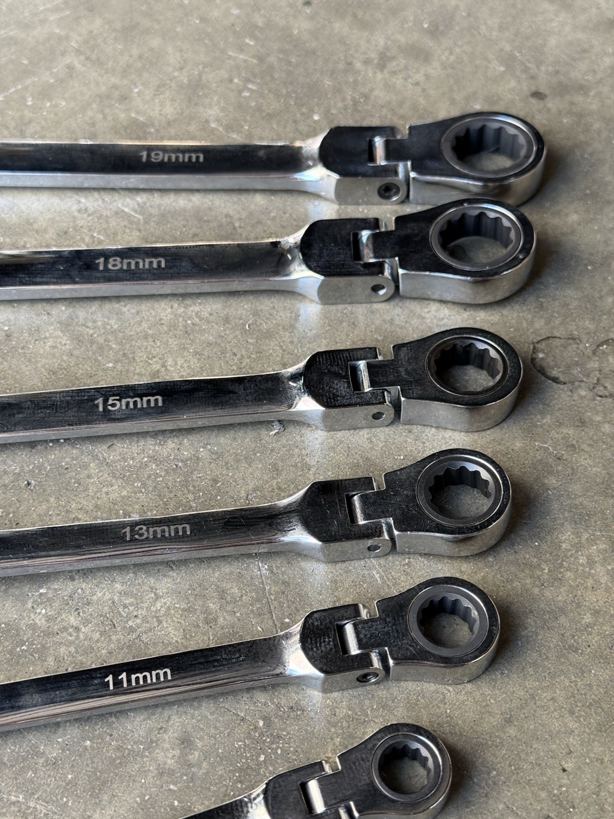 6pc Extra Long Flexible Double End Ratchet Ring Spanner Wrench Set Metric