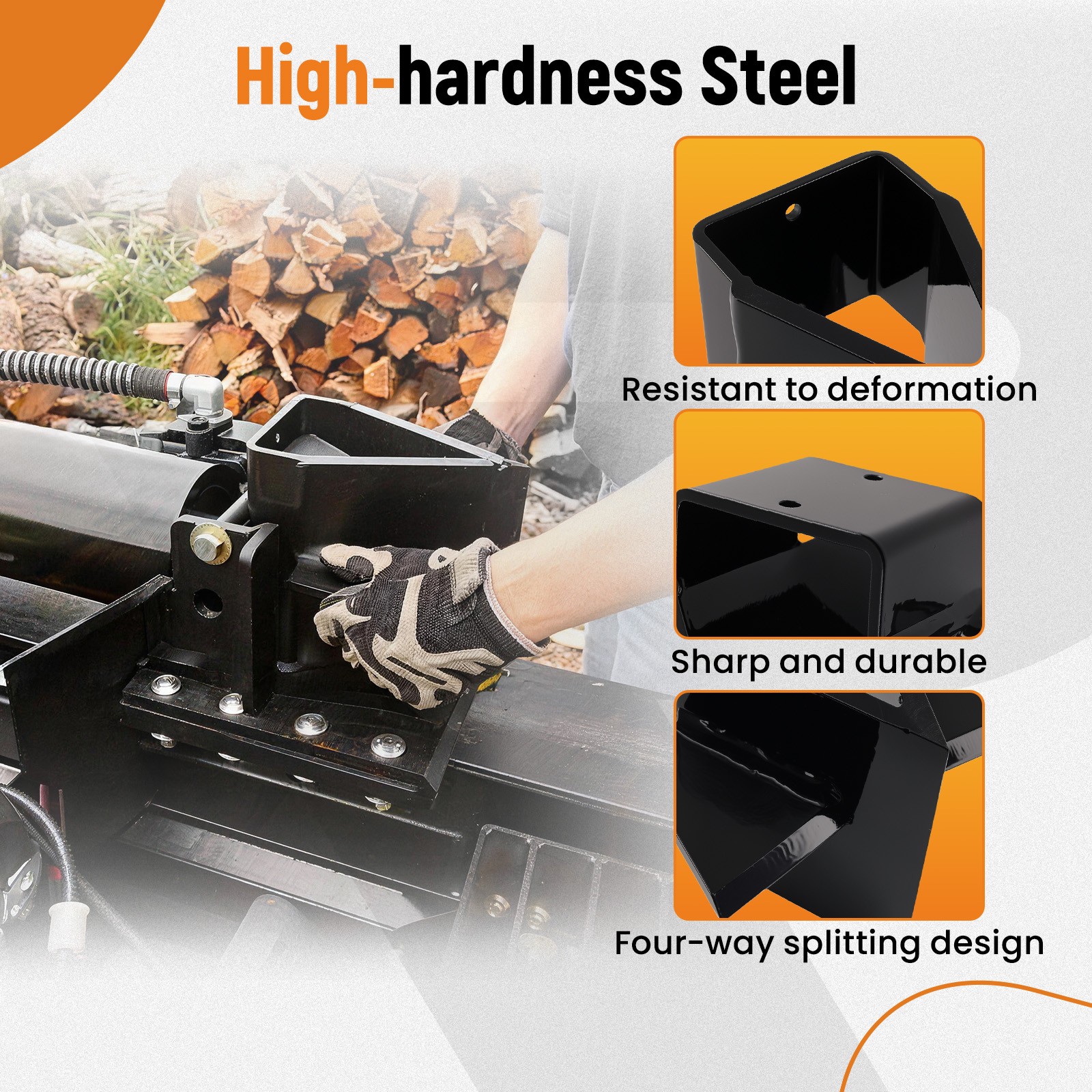 1PC 4 Way Wedge Assembly for Swisher 22 28 34 Ton Steel Log Splitter Black