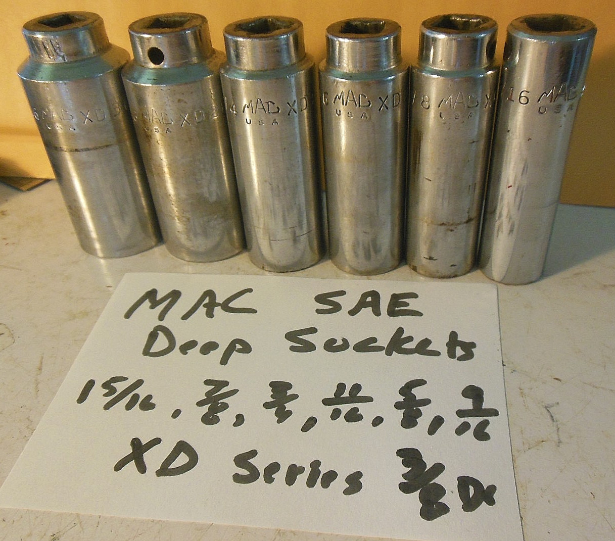 6 MAC 3/8″ Dr. SAE Deep Chrome Socket Set 15/16,7/8,3/4,11/16,5/8,9/16″ XD US