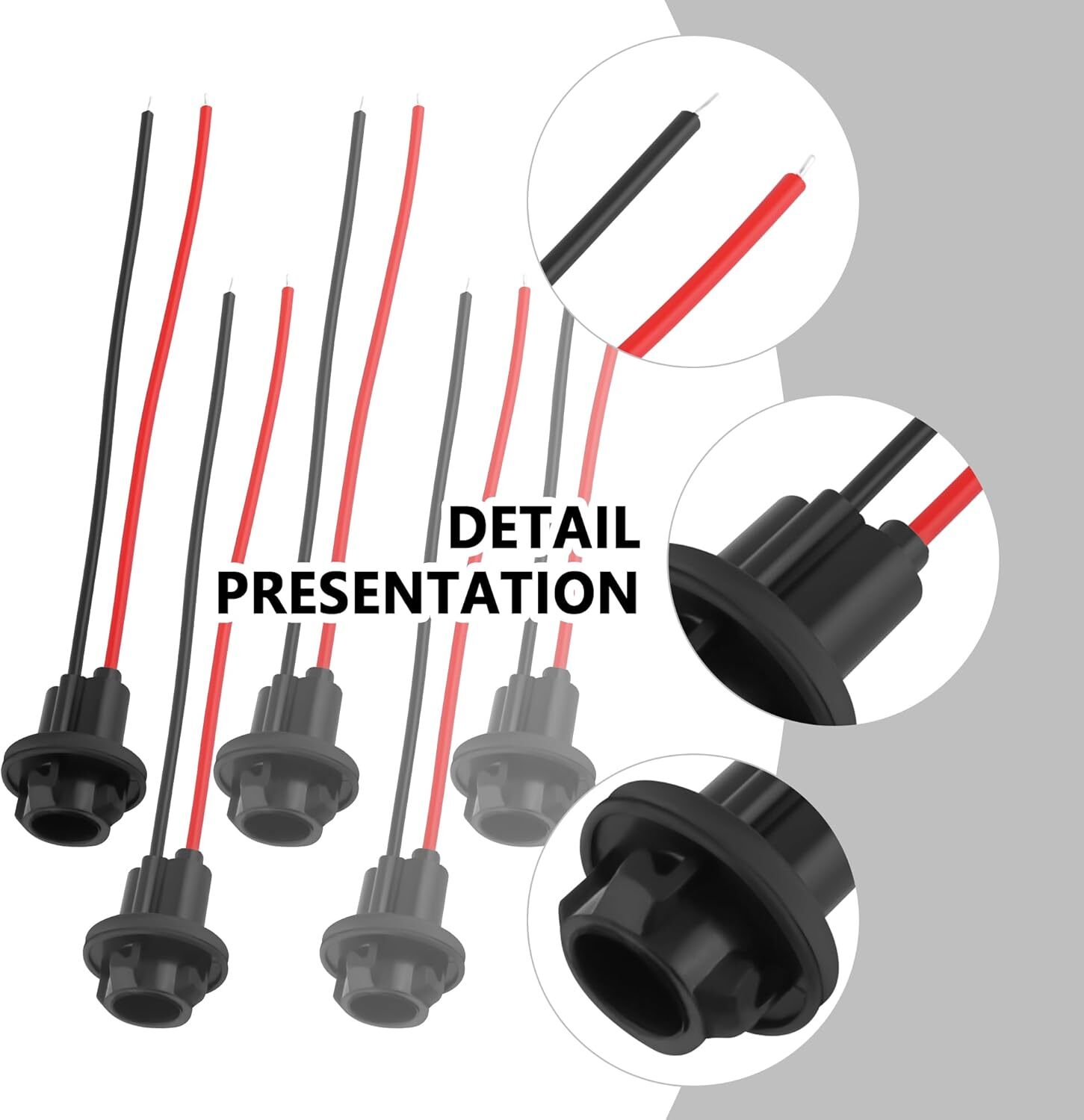 5PCS 194 Bulb Socket with Wire Pigtail,T10 for Plum Blossom Base