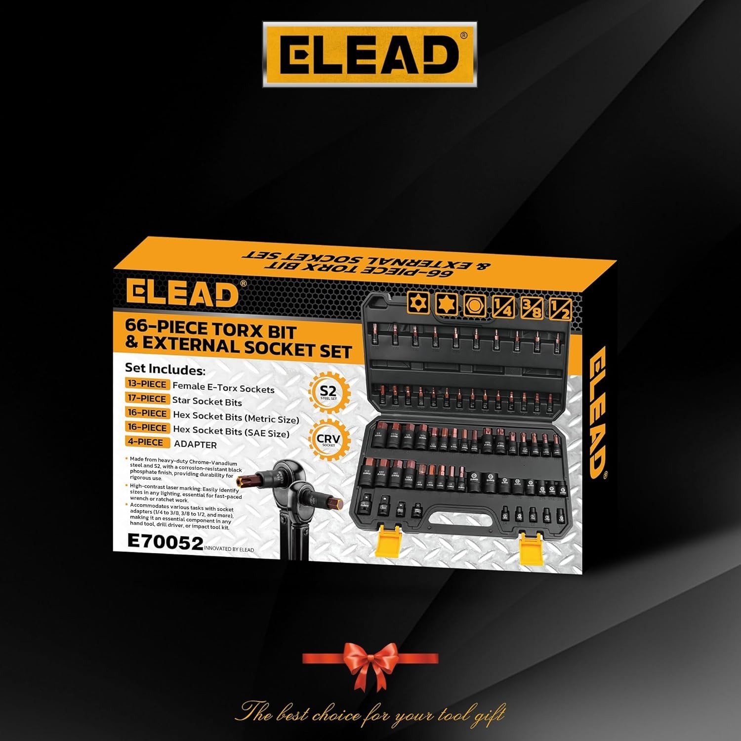 66-Piece Torx Bit & Hex Bit Socket Set: Premium CR-V & S2 Alloy Steel