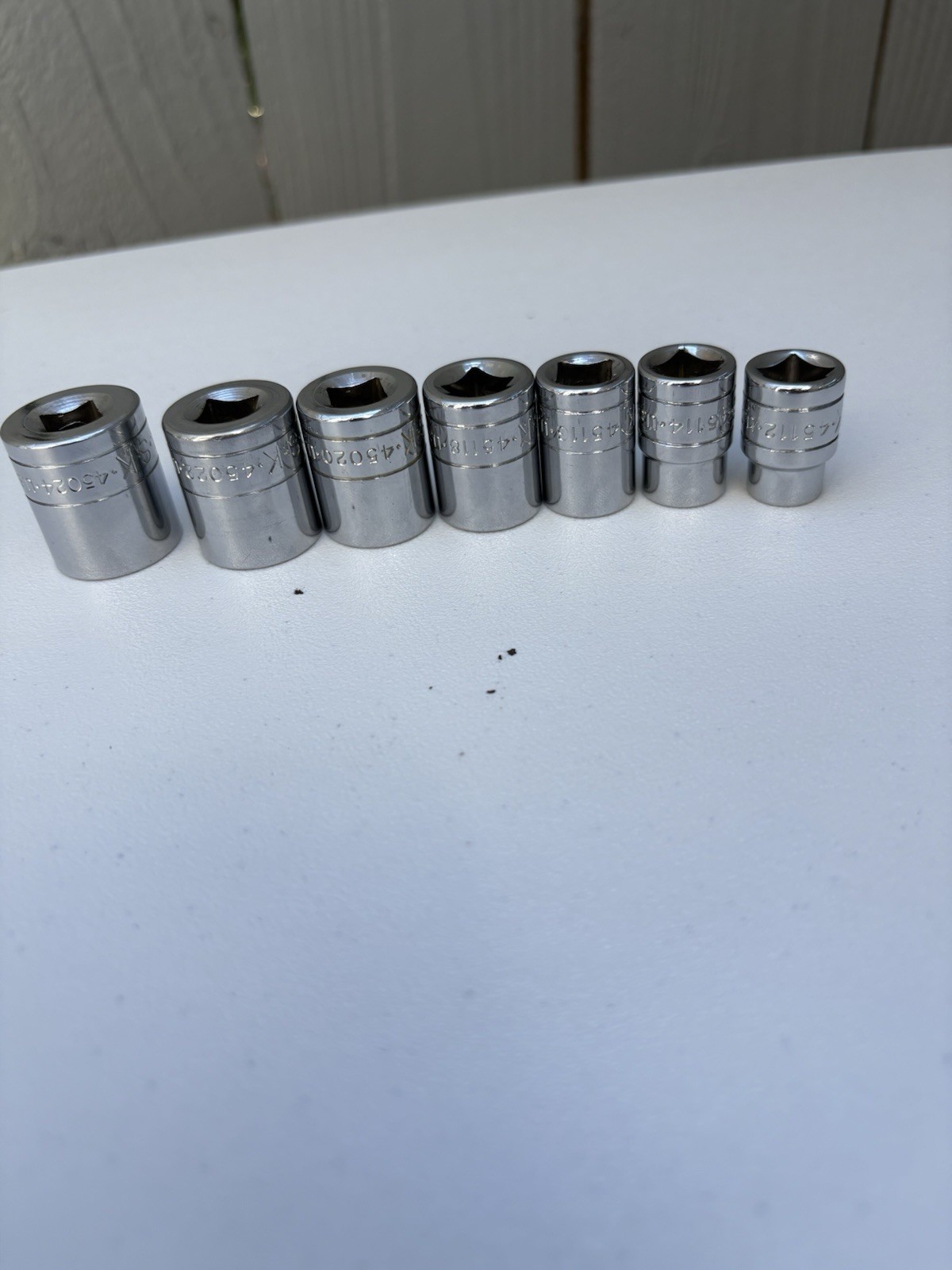 “Vintage SK Tools 3/8” 7pieces SAE Shallow 6pt Socket Set 45112-45024 USA Made “