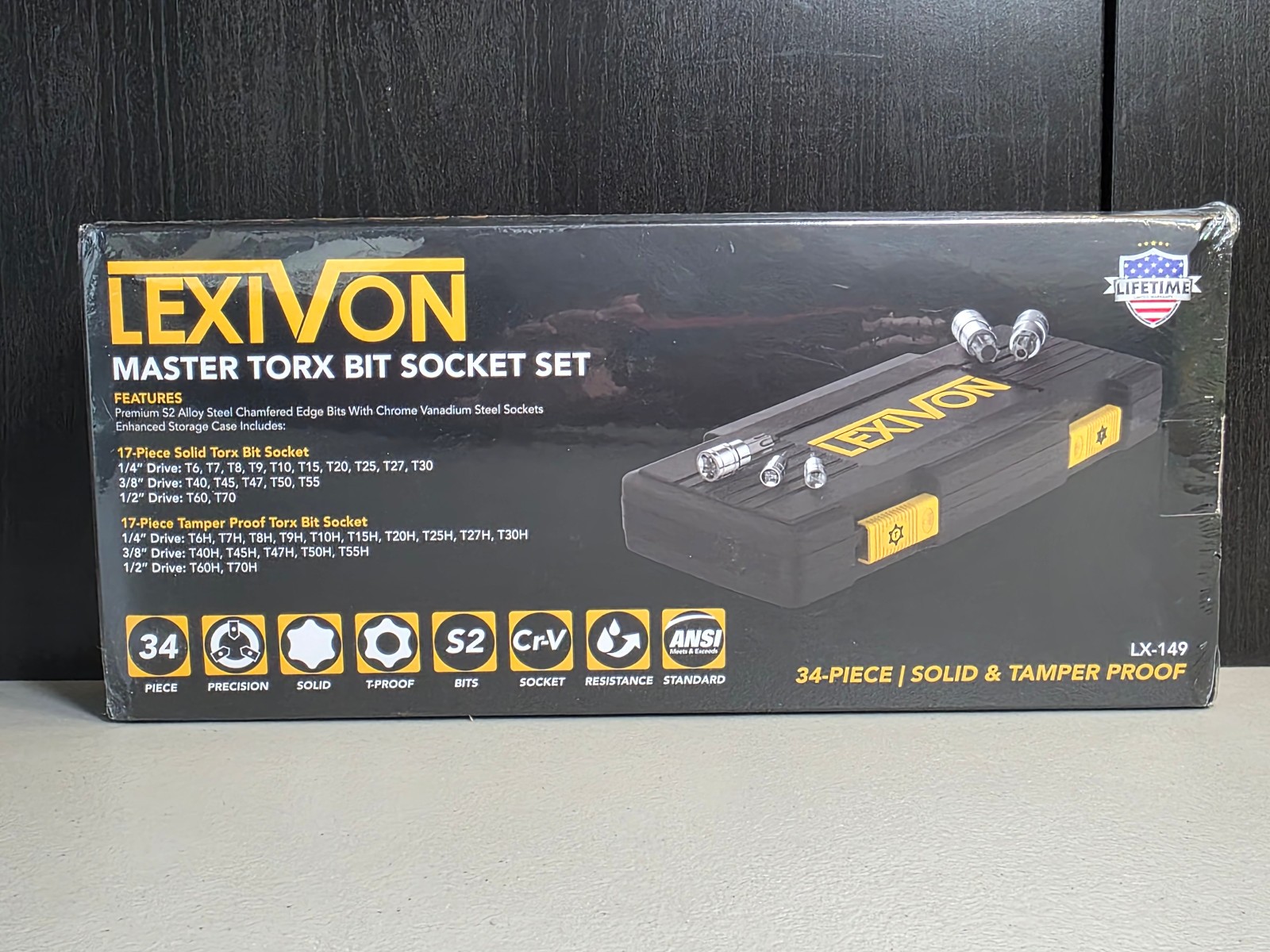 Lexivon Master Torx Bit Socket Set -Solid & Tamper Proof, T6H-T70H/T6-T70 Sealed