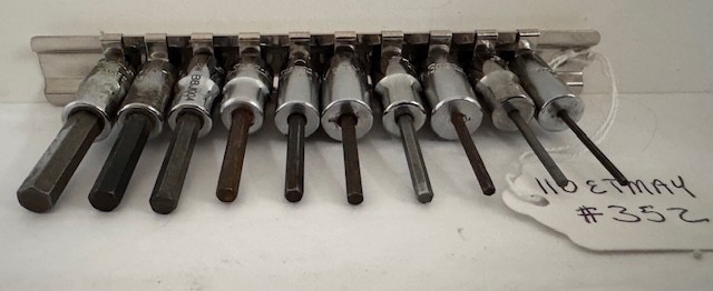 Snap On Tools 110ETMAY 1/4 Drive 10pc SAE Hex Allen Bit Socket Set #352