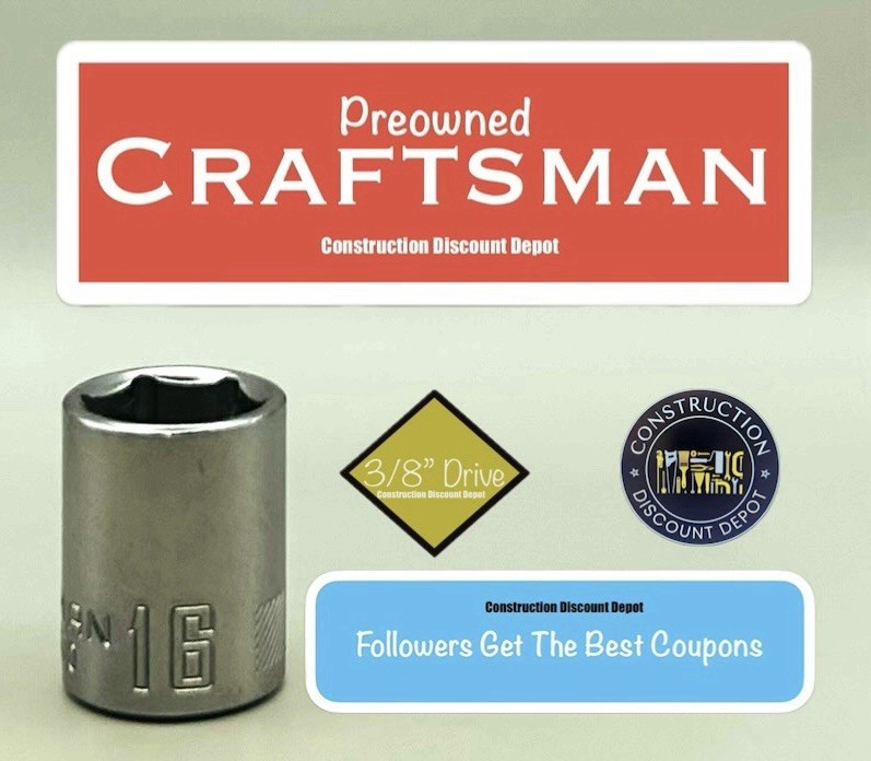 Craftsman 6 Point 3/8″ Drive Chrome Shallow 16MM Socket CMMT43570 16 mm