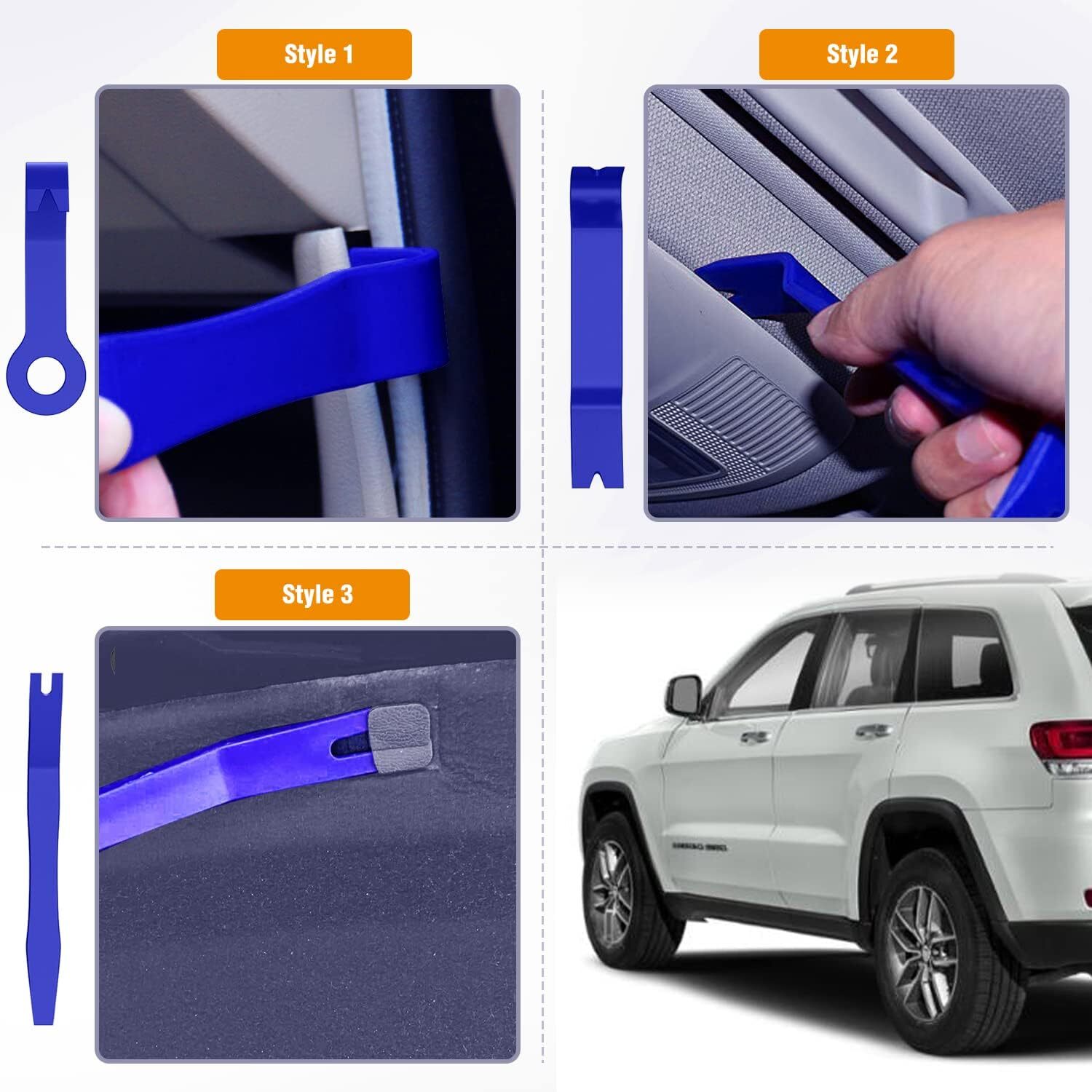 8Pcs Car Trim Removal Tool Kit Blue Door Panel Fastener Auto Dashboard Tools