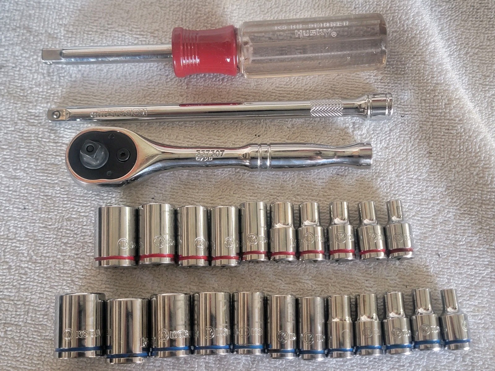 93pc Kobalt MIX Socket Wrench Set 1/4, 3/8, 1/2 dr., SAE/Metric + 18pc Apex Bits