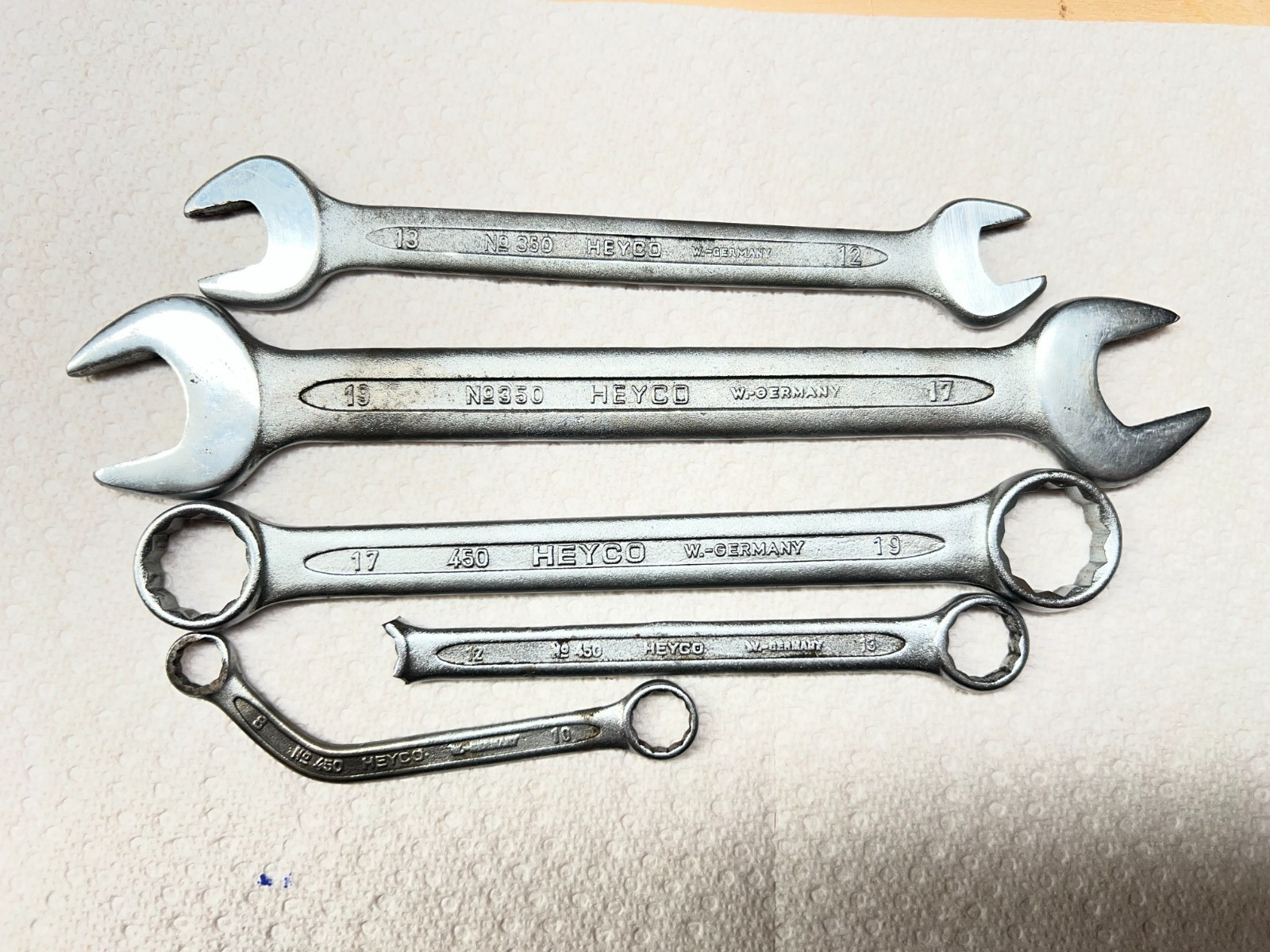 Heyco Wrenches 17/19 open ended box ended 8/10/13mm Lot of 5