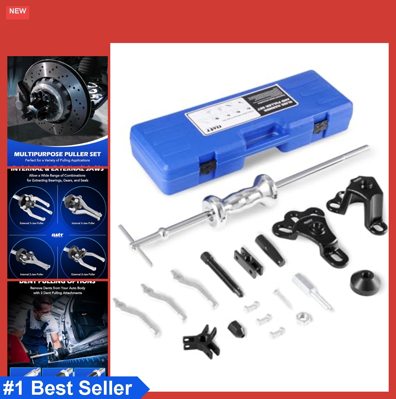 Slide Hammer Puller Set 9-Way 2 Jaw 3 Jaw Internal External Hub Bearing Remover
