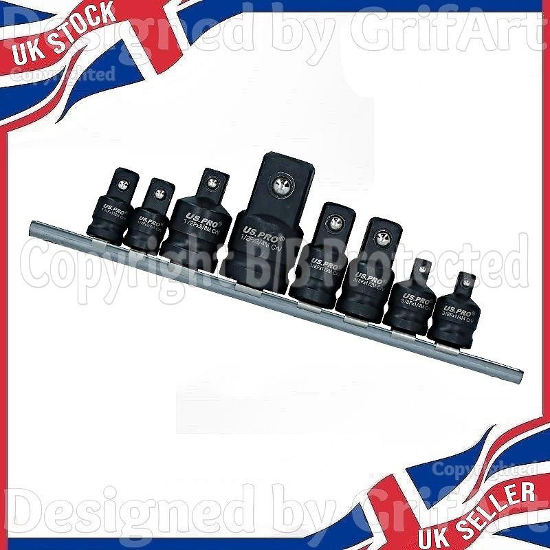 8PC IMPACT SOCKET ADAPTOR CONVERTER REDUCER 1/4″ 3/8″ 1/2″ 3/4″ DRIVE STEP UP