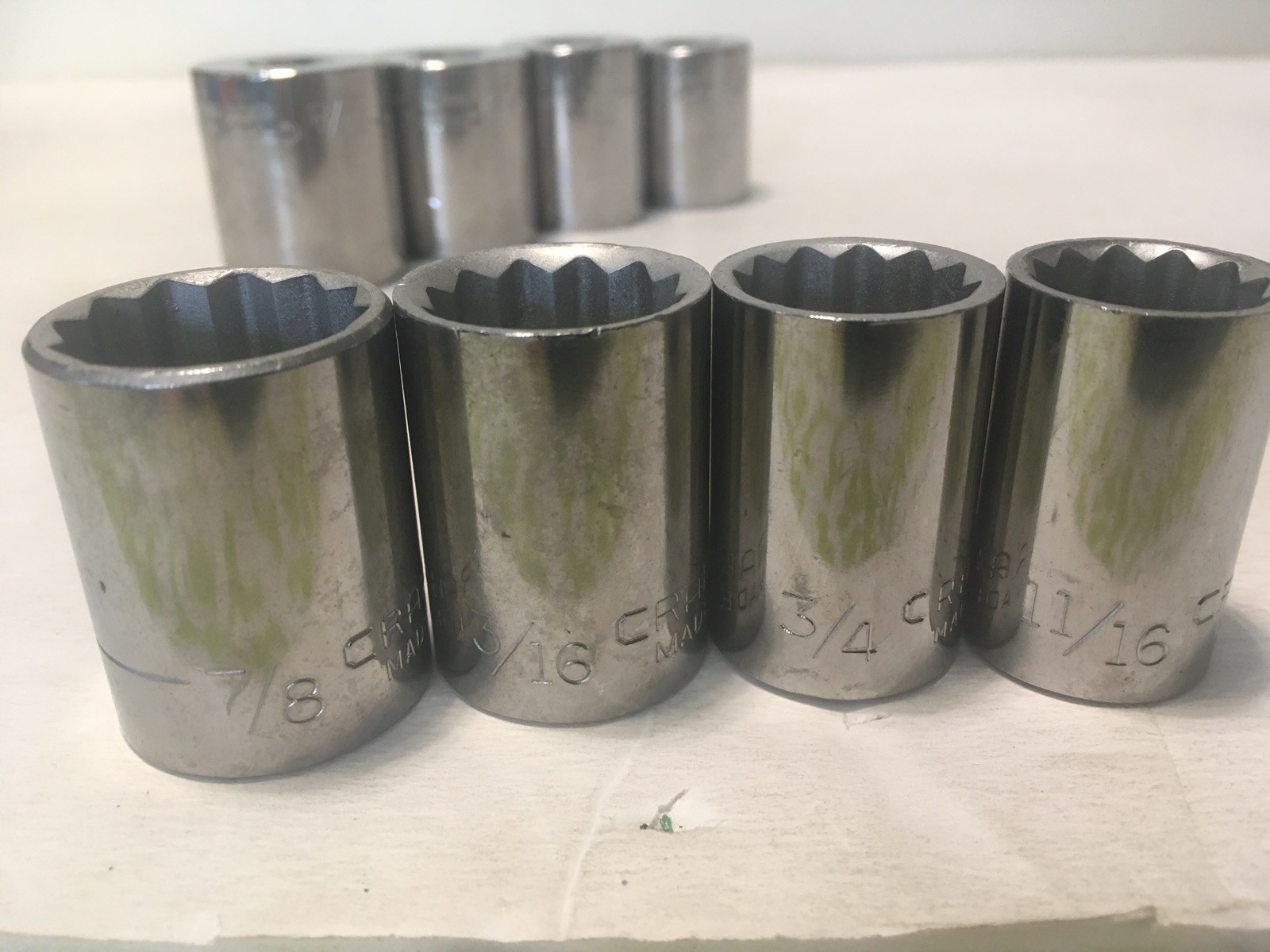 Craftsman 12 Pc Socket Set 12 Pt 1/2″ Drive G 7/16-1-1/8 475XX USA Made