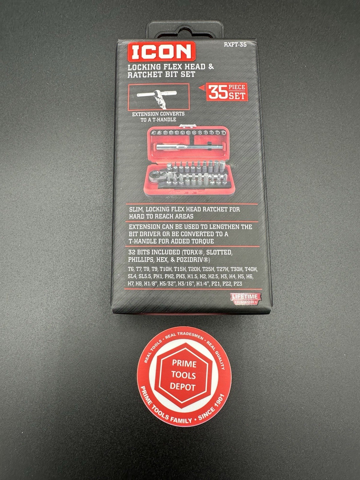 Icon Locking Flex-Head Ratchet and Bit Set, 35-Piece RXFT-35 58074