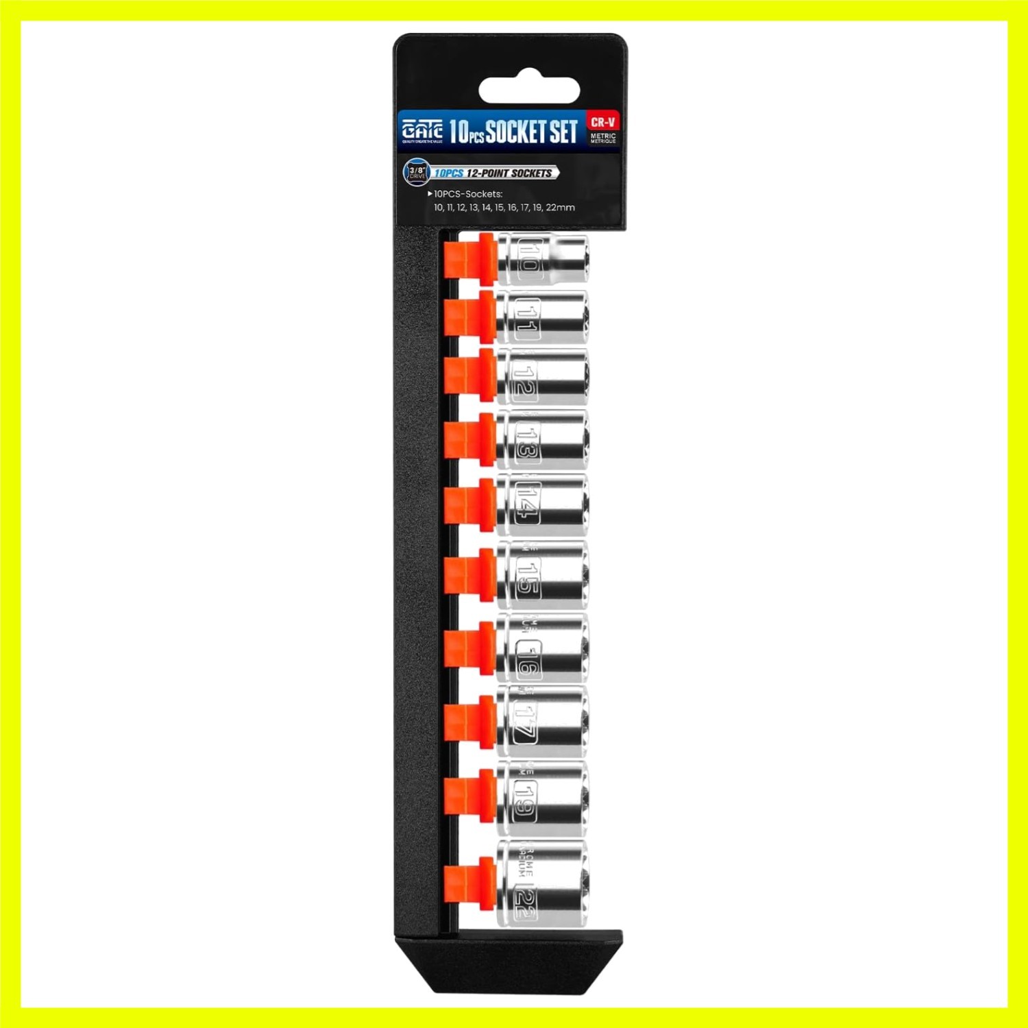3/8 Inch Drive Socket Set – 10 Piece Metric 12-Point Shallow Socket Set 10mm,…