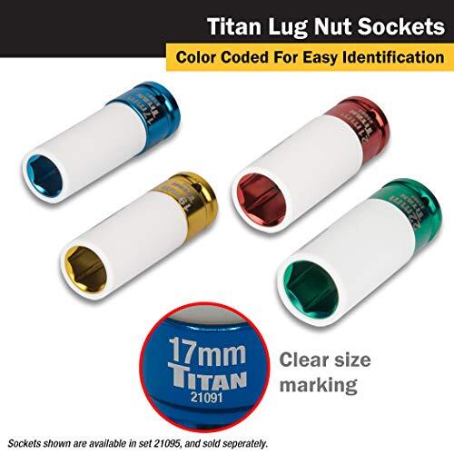 TITAN 21095 4-Piece 1/2-Inch Drive Non-marring Impact Deep Lug Nut Socket Set