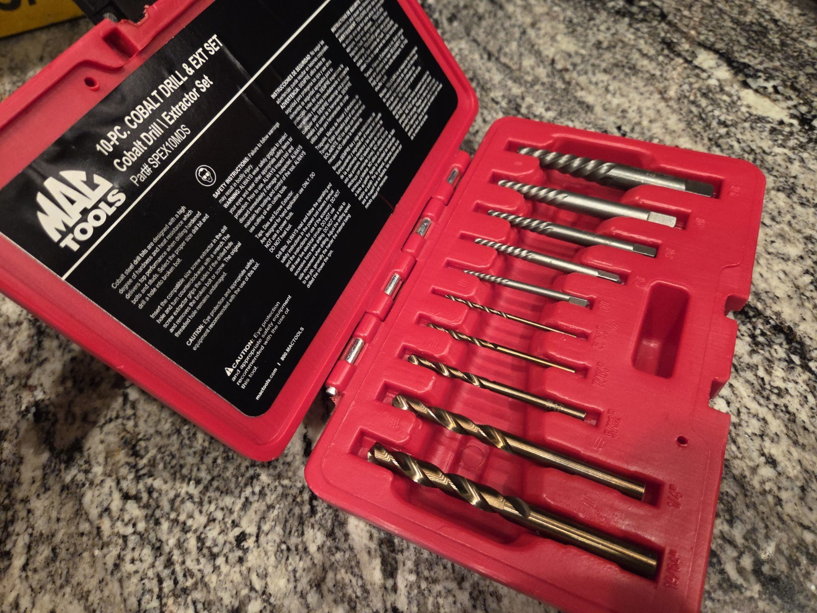 Mac Tools 10-PC. Combination Extractor and Cobalt Alloy Steel Drill Bit Set