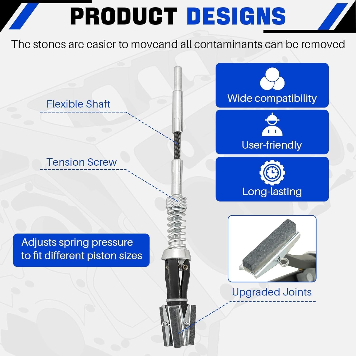 3-Piece Engine Brake Cylinder Hone with Fine 220 Grit for Superior Performance