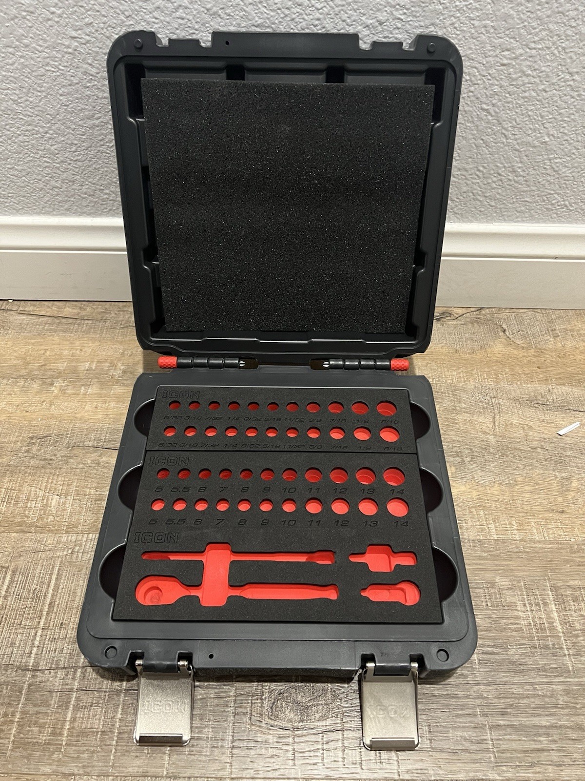 ICON Pro 1/4” Socket Case Drive General Service EMPTY TOOLBOX W/ Foam Inserts