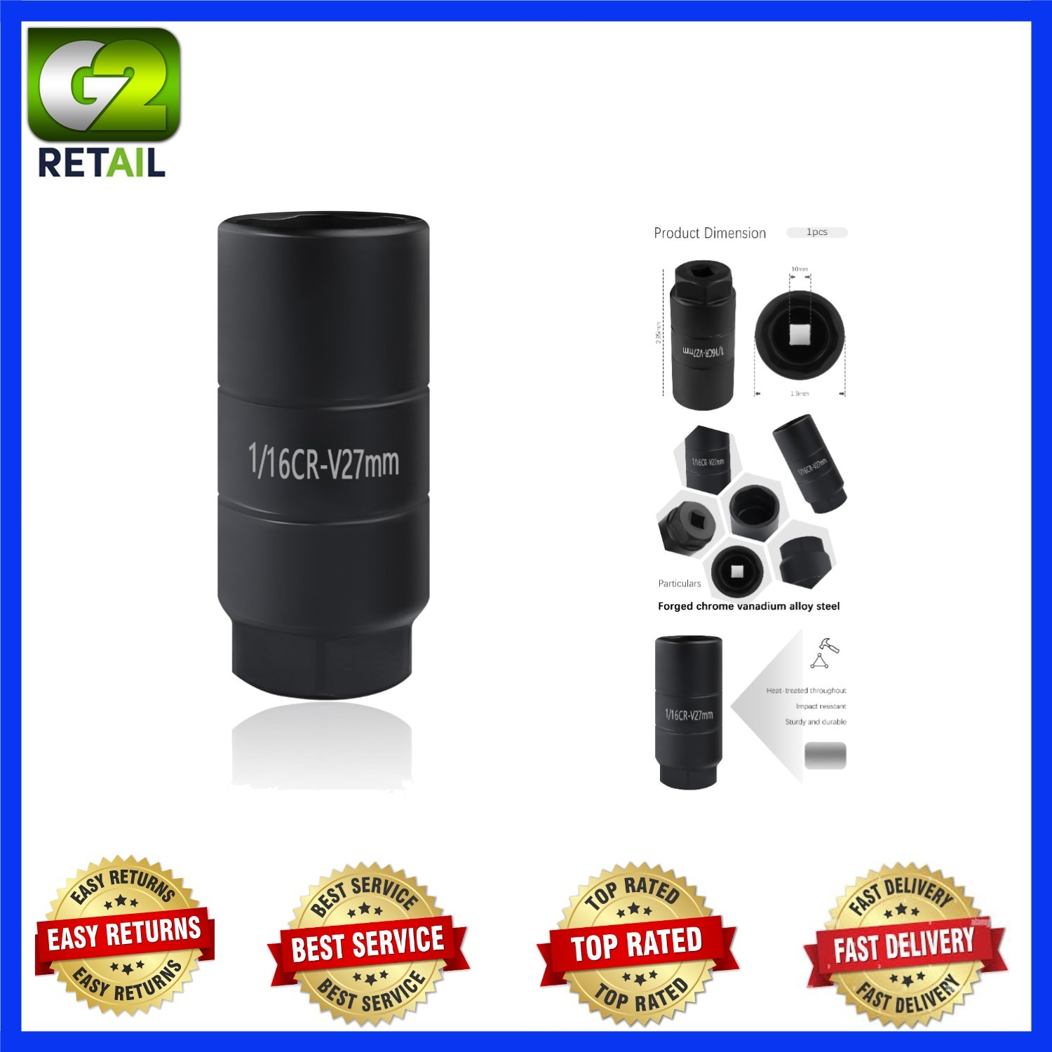 Hex Drive 1 1/16″ Socket for Quick Oil Pressure Switch Removals – Steel Black