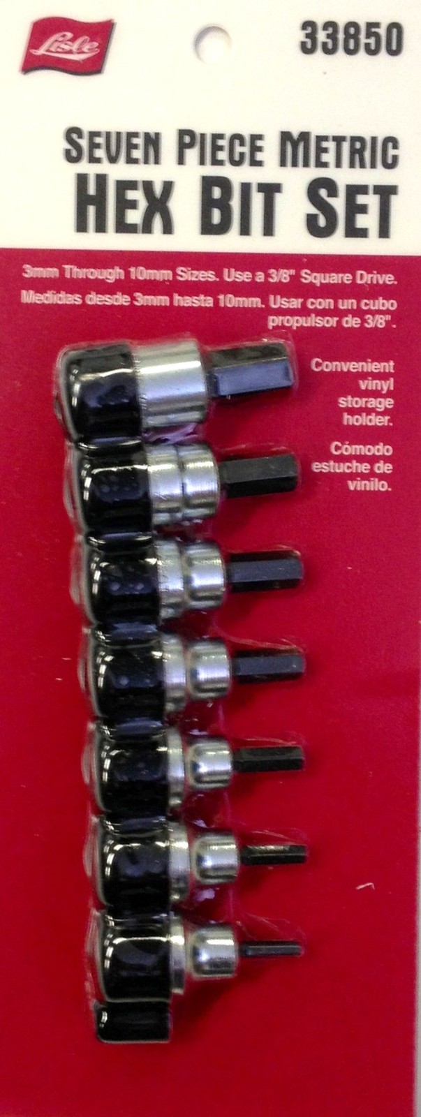Lisle 33850 7pc 3/8″ Dr. Metric Hex Bit Socket Set