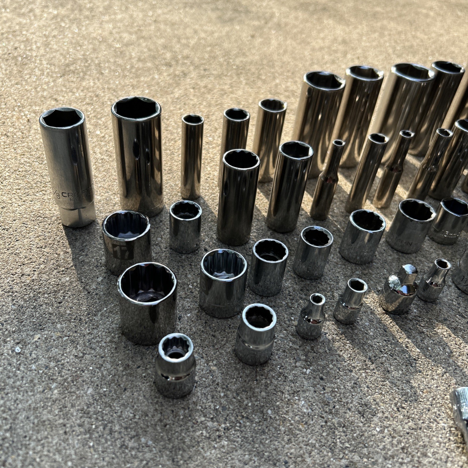 Lot Of 72 Assorted Craftsman Sockets And Extensions SAE & Metric Various Drives