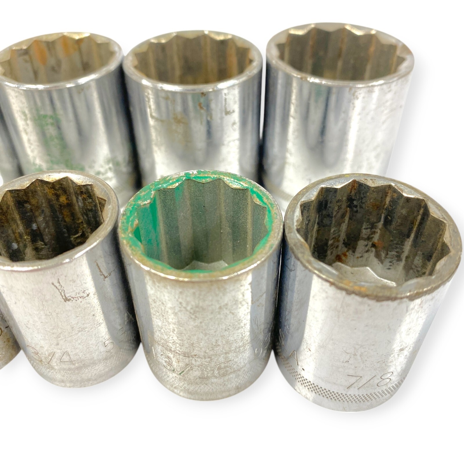 Easco 1/2» Drive 12 Point SAE Socket 5/8 in to 1-1/8 in, 9 pcs Set, Made in USA