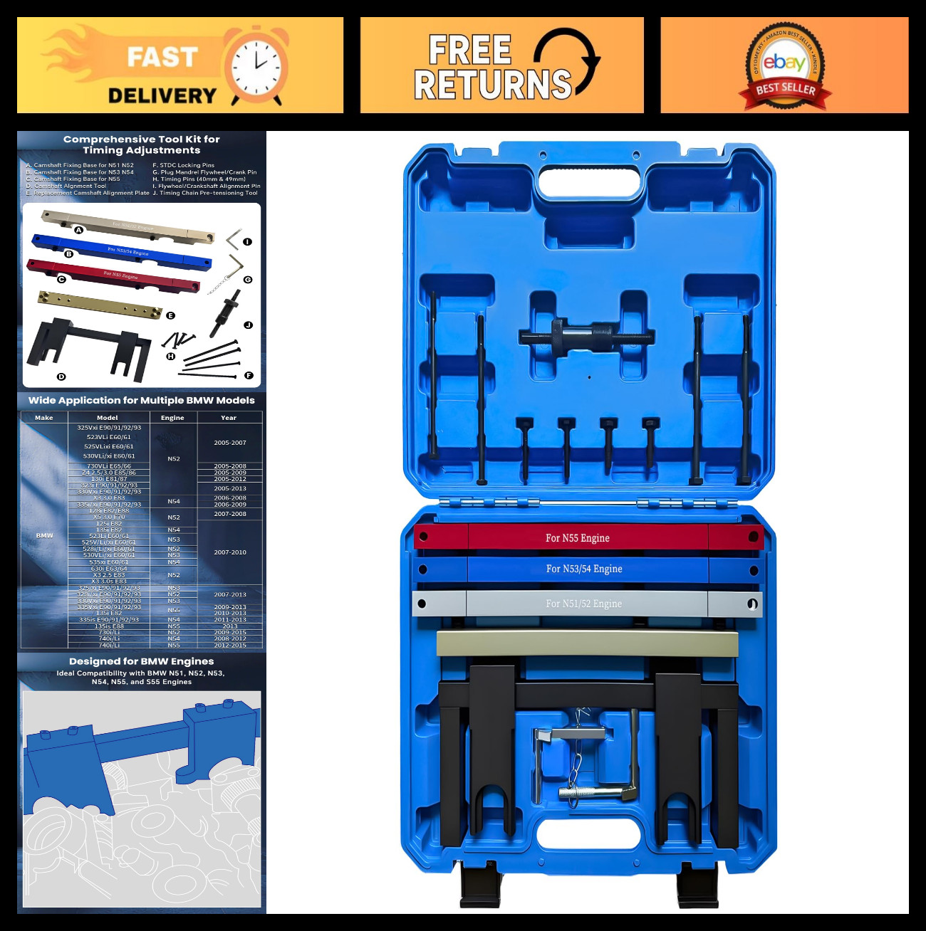 Camshaft Timing Locking Tool Kit for BMW 2.5L 3.0L Engines – Crankshaft Alignmen